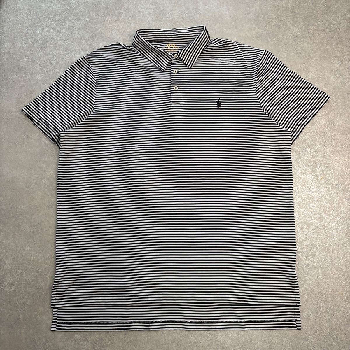 POLO RALPH LAUREN ポロラルフローレン 細ボーダー ポロシャツ ポニー ワンポイント刺繍ロゴ XXL拍卖