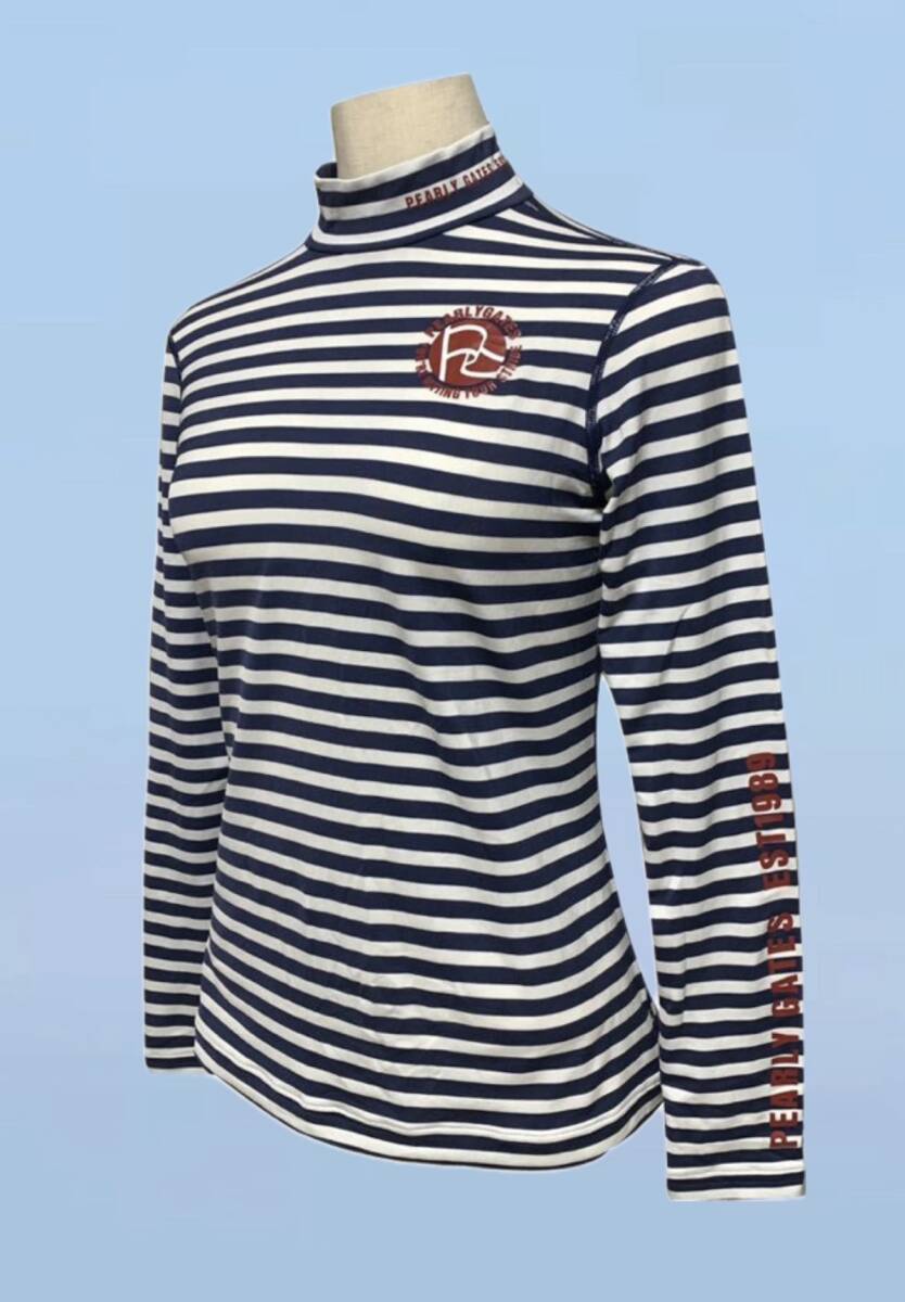 新品 パーリーゲイツ PEARLY GATES ボーダー長袖シャツ(ホワイト/ネイビー)サイズ0拍卖