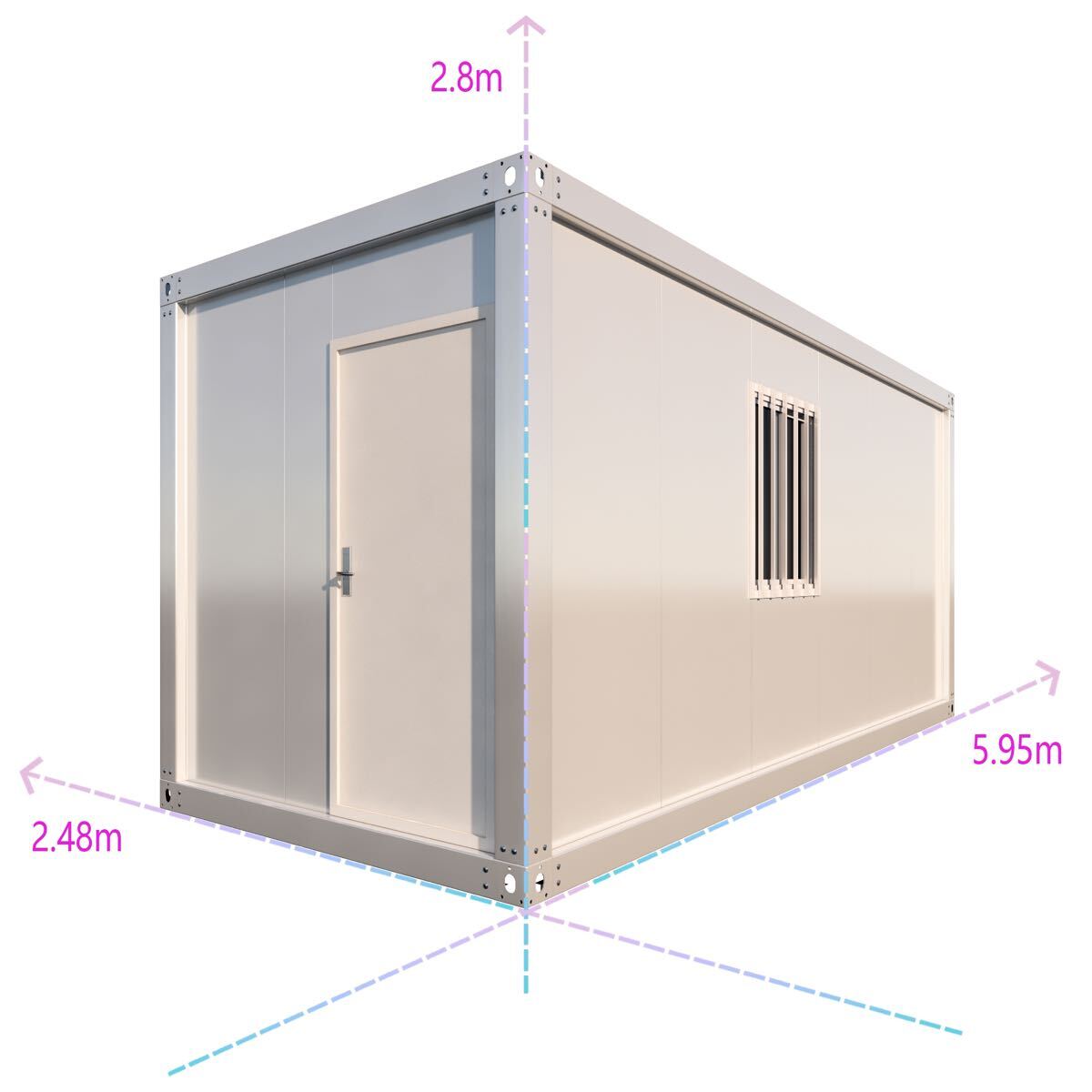早い勝つ 【店舗限定】ユニットハウス2.48m×5.95m 白 プレハブ お客様組立式 PDF説明書付き 組立相談可 関東発拍卖