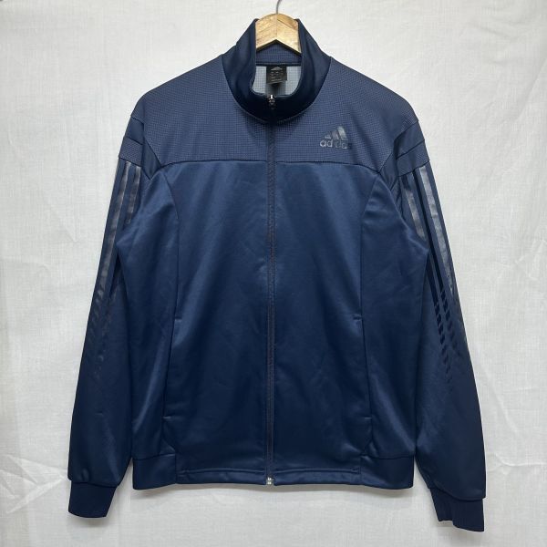 adidas アディダス ロング スリーブ 長袖 フル ジップ アップ ジャケット スポーツ トレーニング ランニング ウェア L 紺 ネイビー b21652拍卖