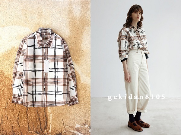 新品タグ付 MARGARET HOWELL マーガレットハウエル 2023 コットン リネン ペインテッドチェック シャツ 46,200円拍卖