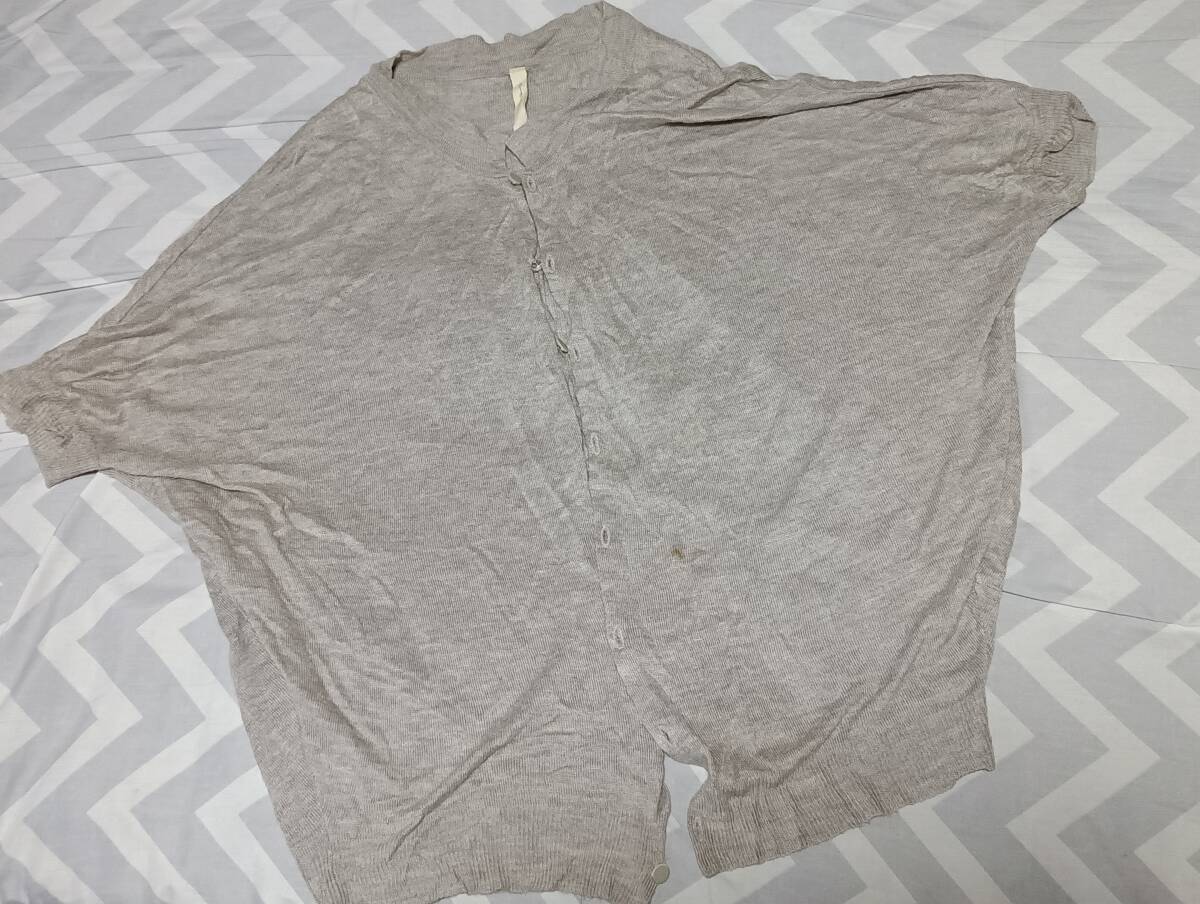 難あり nitca ニトカ 半袖 レーヨン カーディガン モーヴグレー ドルマンスリーブ拍卖