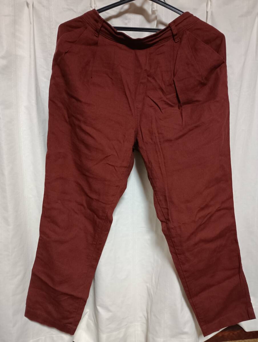 CINEMA CLUB シネマクラブ リネン混イージーパンツ ブラウン テーパード拍卖