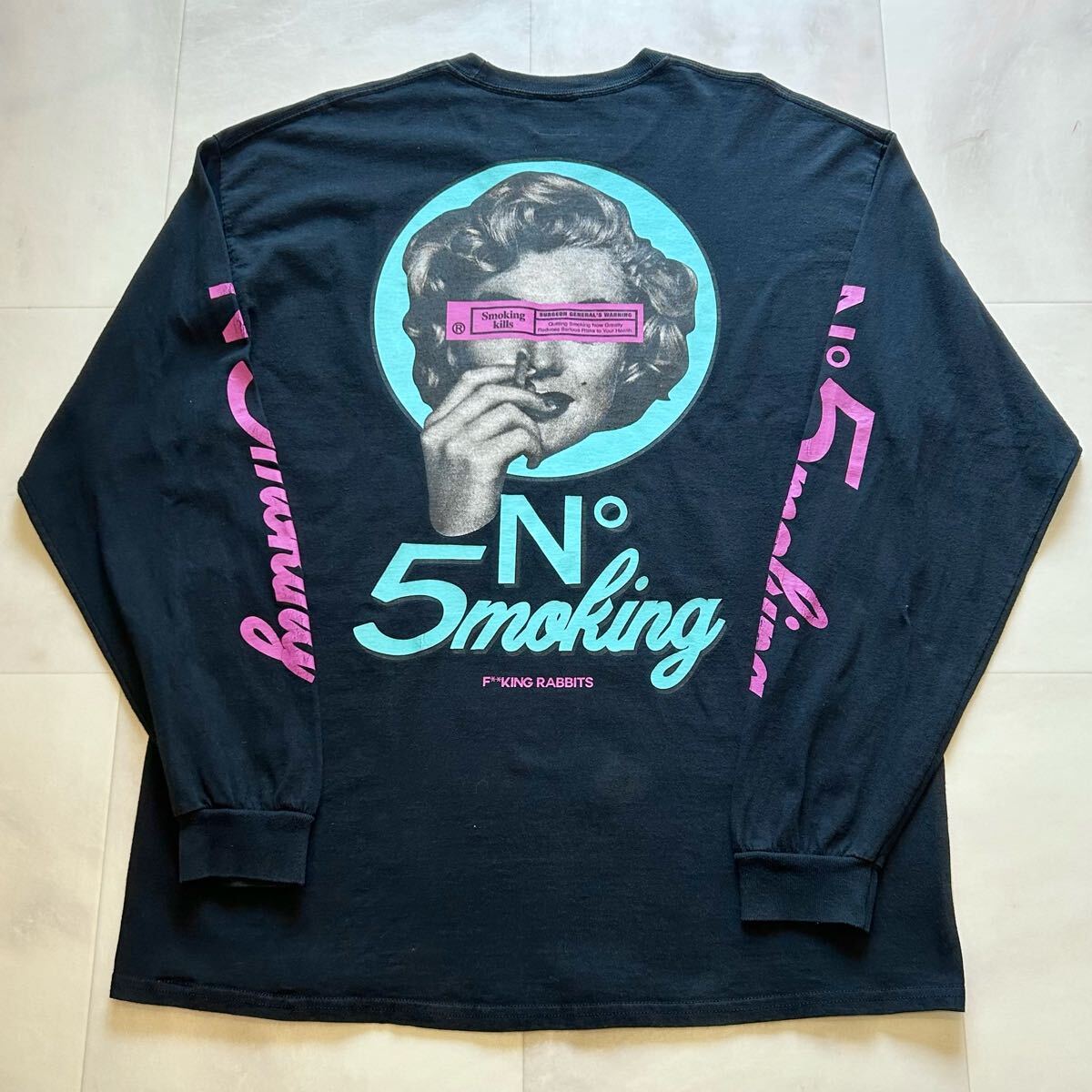 #FR2 F**KING RABBITS No 5moking Smoking kills マリリンモンロー 袖プリ 長袖Tシャツ ロンT拍卖