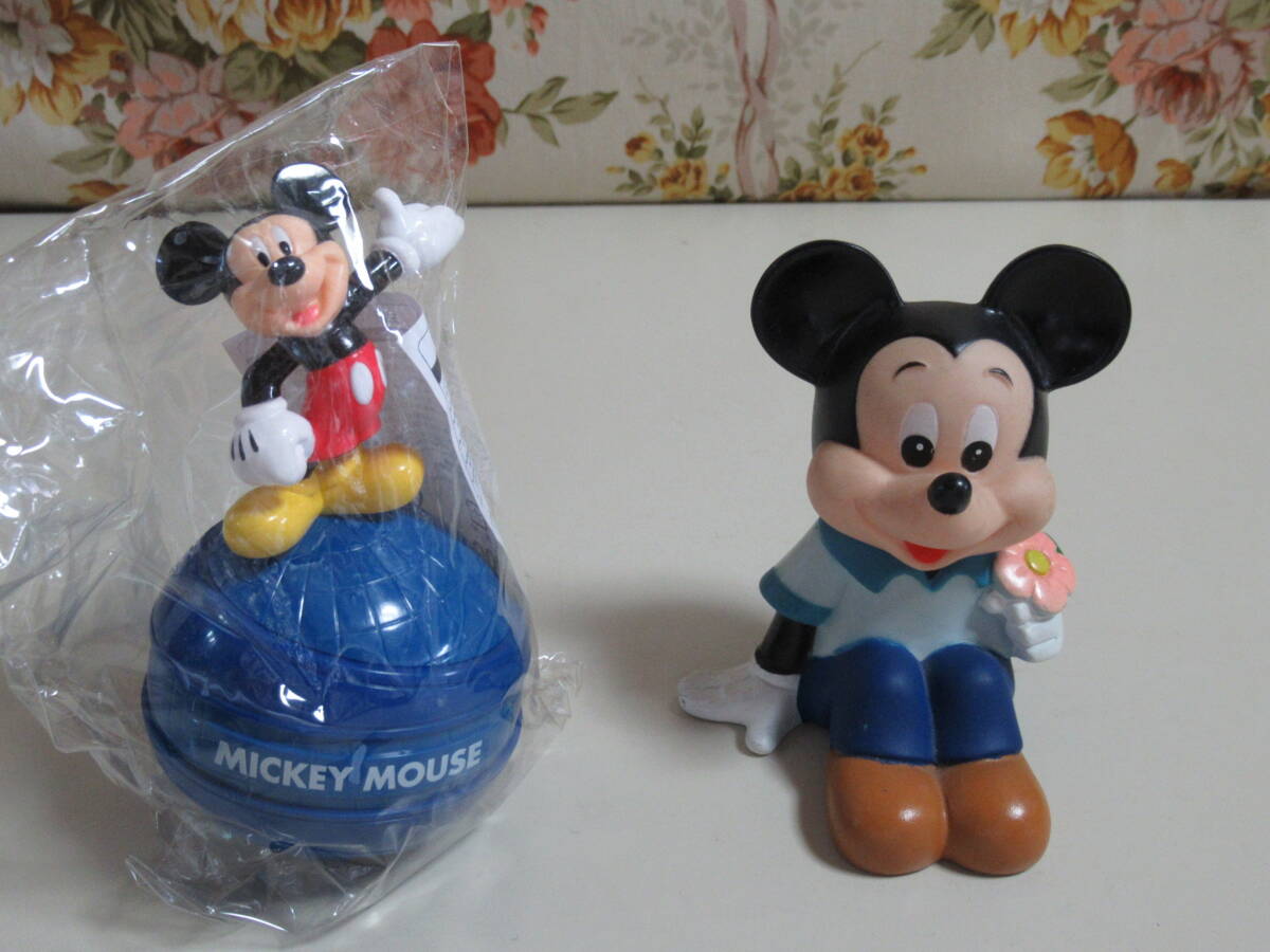 R7 06★東京三菱UFJ銀行/三菱銀行 非売品 ミッキーマウス (ソフビの貯金箱汚れ等あり) 貯金箱2個セット(2種類)拍卖