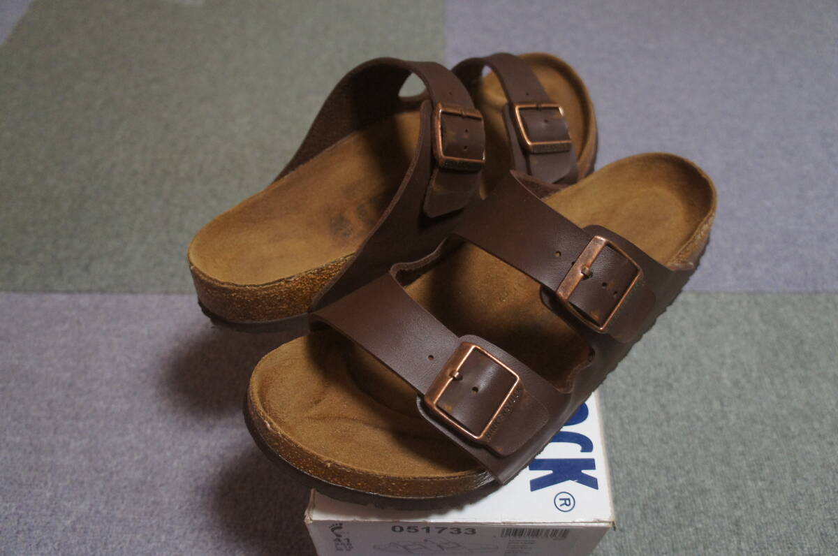 送料600円 ビルケンシュトック アリゾナ ビルコフロー ブラウン クリーニング済み拍卖