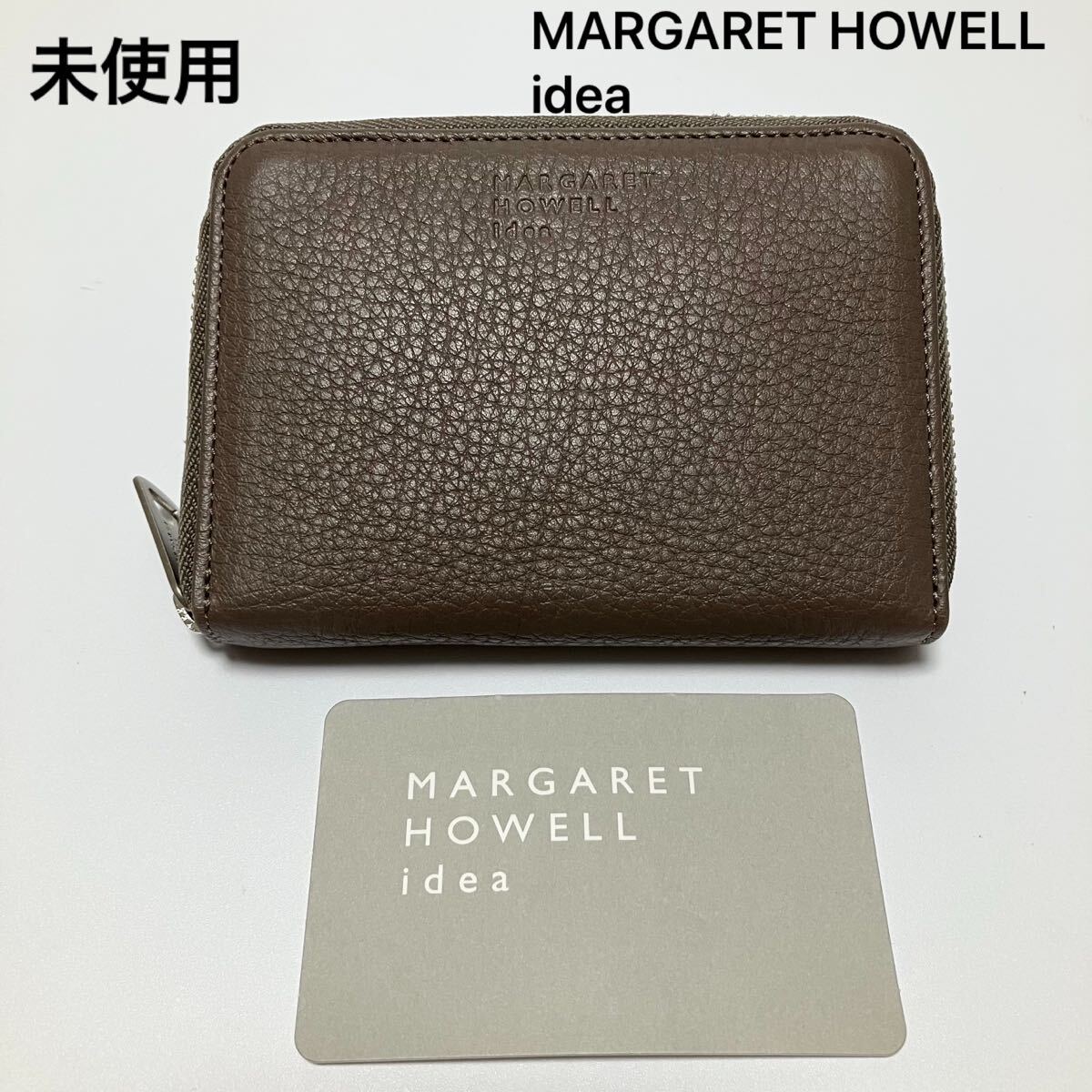 D743 未使用 マーガレットハウエルアイデア 折り財布 財布 レディース 本革 レザー ラウンドファスナー グレー MHLW3ES2拍卖