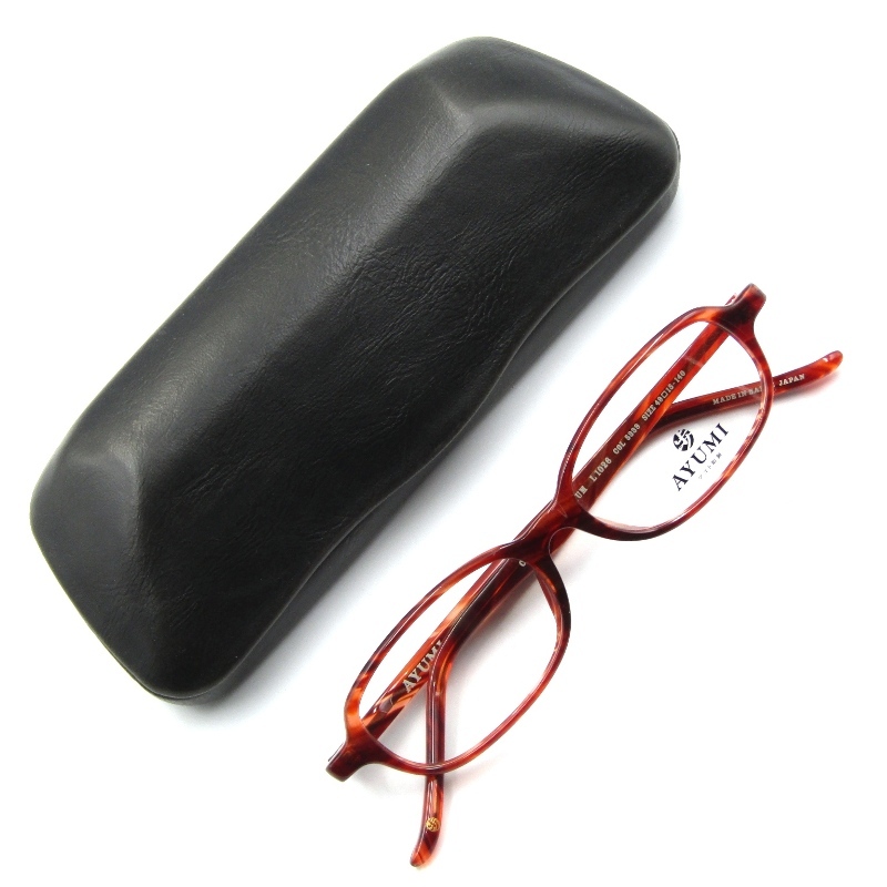 未使用 歩 AYUMI アユミ メガネフレーム L-1026 日本製 スクエア セルロイド 5339 マーブルレッド 65007947拍卖