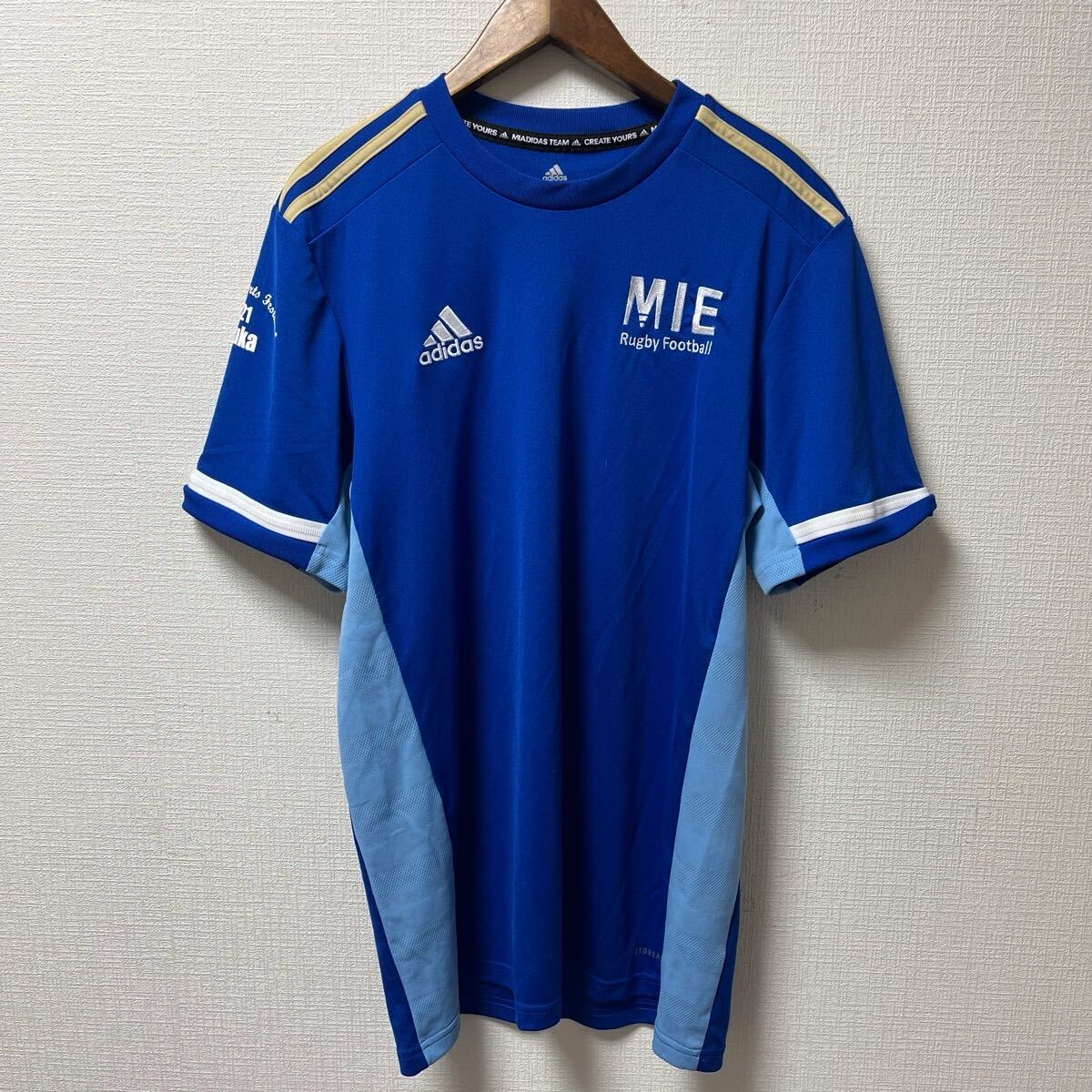 adidas アディダス 半袖シャツ ゲームシャツ Oサイズ ブルー ポリエステル ラグビー拍卖