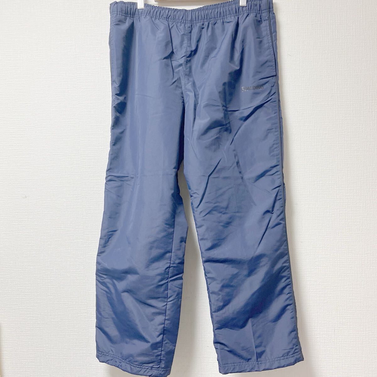 SPALDING スポルティング 裏起毛 ナイロンパンツ LLサイズ ネイビー ポリエステル拍卖