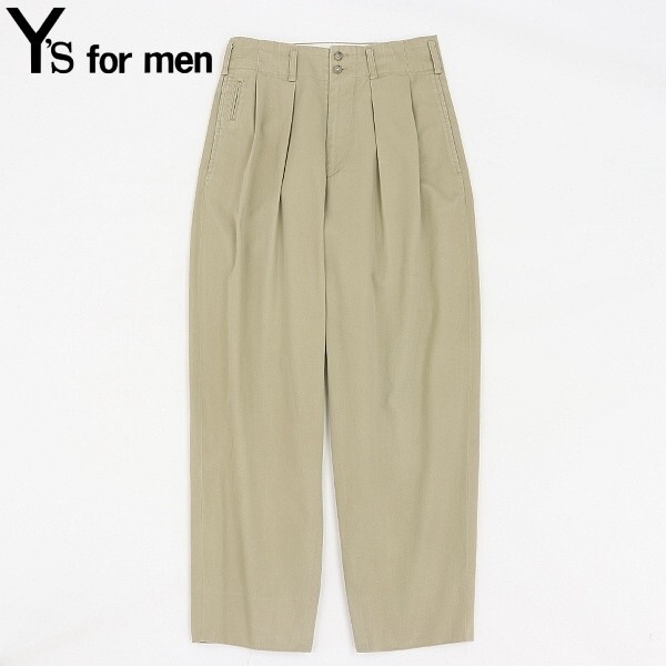 90's◆Y's for men ワイズ フォーメン ヨウジヤマモト タック テーパード チノ パンツ ベージュ S拍卖