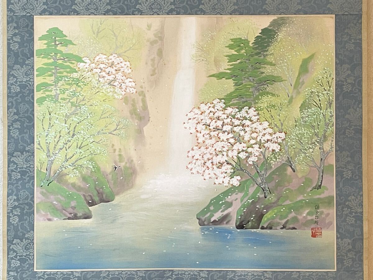 即決!模写 野口謙次郎/春景山水図(検索=佐賀県人 立石春美 桜 梅 省亭 桜谷 小原古邨 新版画 是真 暁斎 美人画 琳派 北斎 広重 大観 栖鳳拍卖