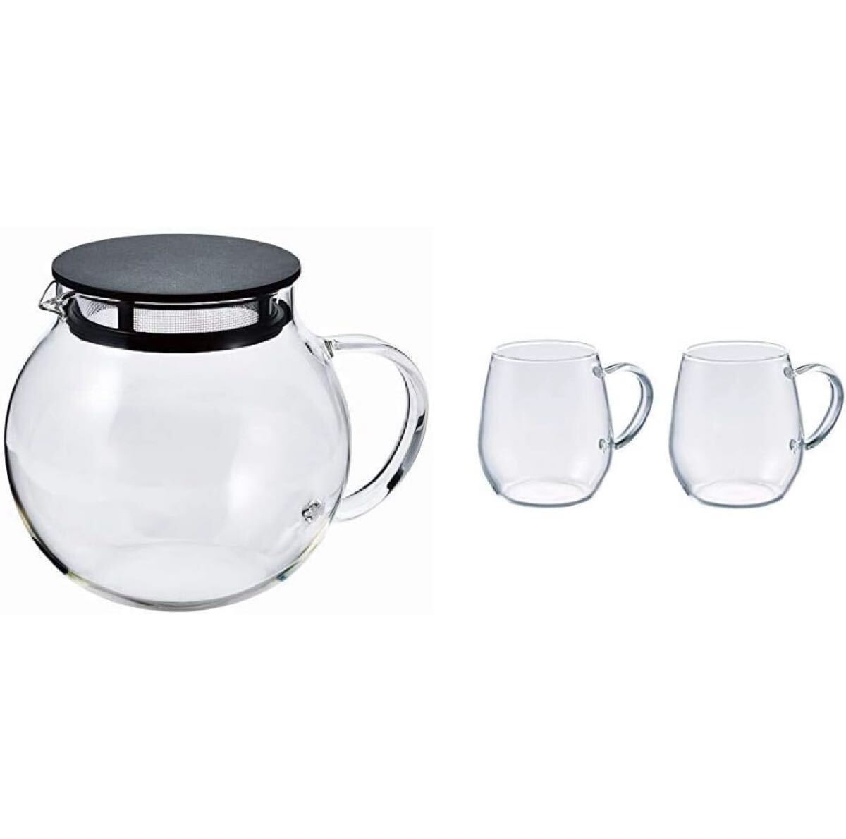 HARIO(ハリオ) ジャンピングリーフポット ブラック 600ml 日本製 JPL-60-B & ラウンドマグ2個セット RDM-1824拍卖