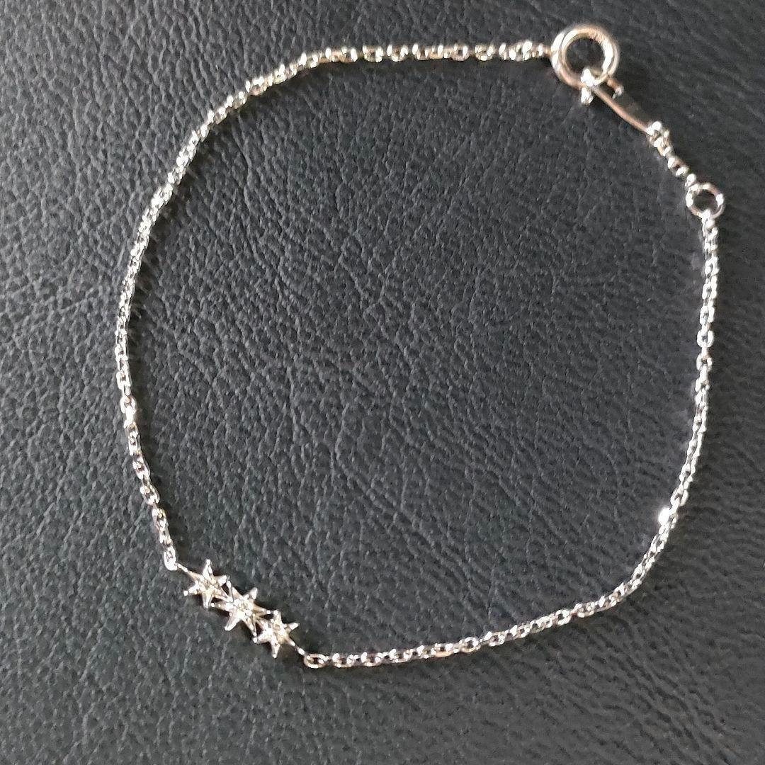【極美品】スタージュエリー ブレスレット 星 ダイヤ0.03ct 3連 シルバー拍卖