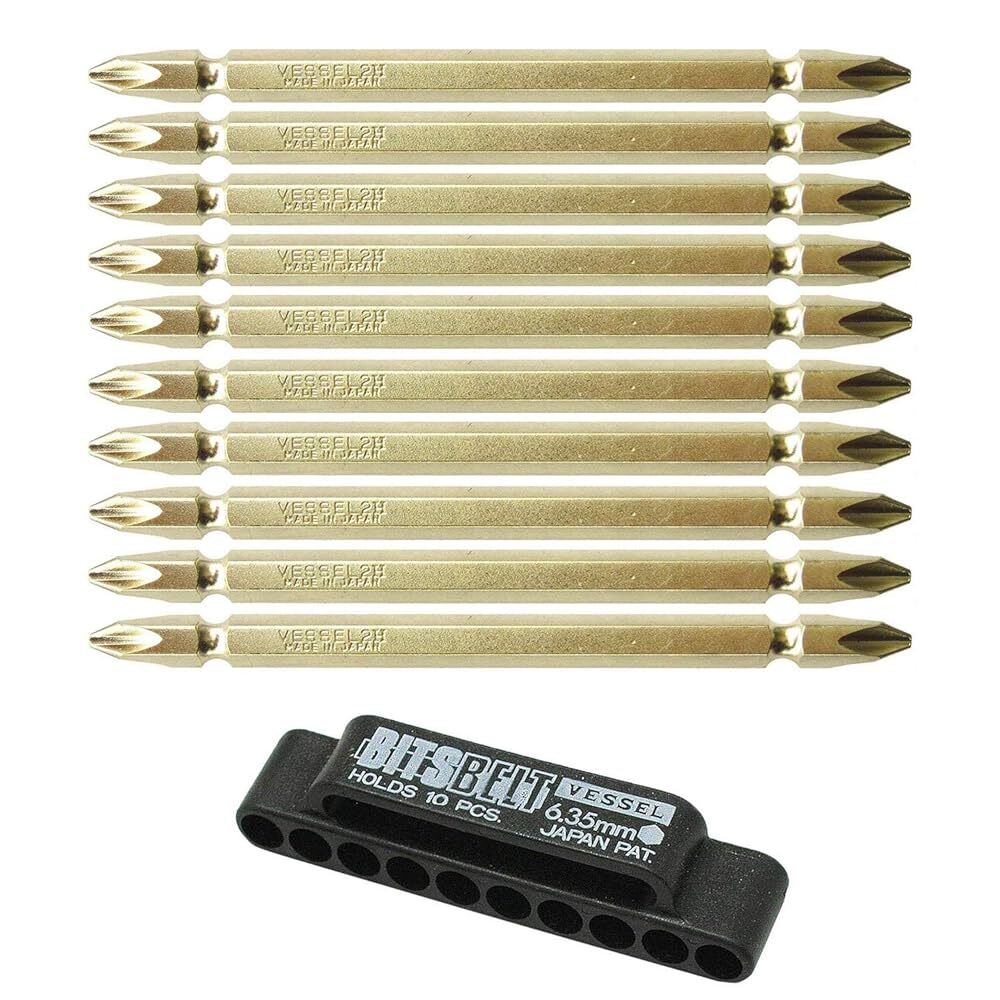 【即発送】ベッセル(VESSEL) ビットセット +2×110mm 10本組 ホルダー付 BW-13拍卖