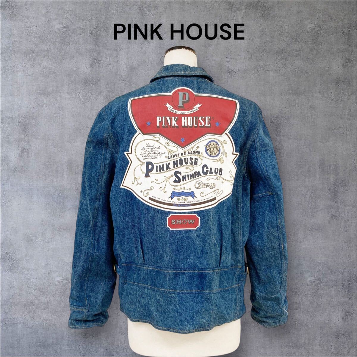 【新品】 PINK HOUSE ピンクハウス バックプリント デニムジャケット拍卖
