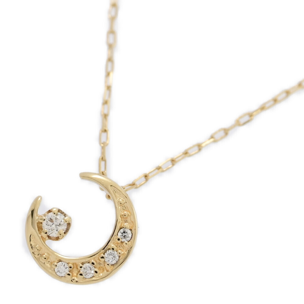 4℃ ヨンドシー シンプルライン クレセント ムーンモチーフ/三日月・ダイヤモンド ネックレス/K10YG-1.2g/イエローゴールド■580747拍卖