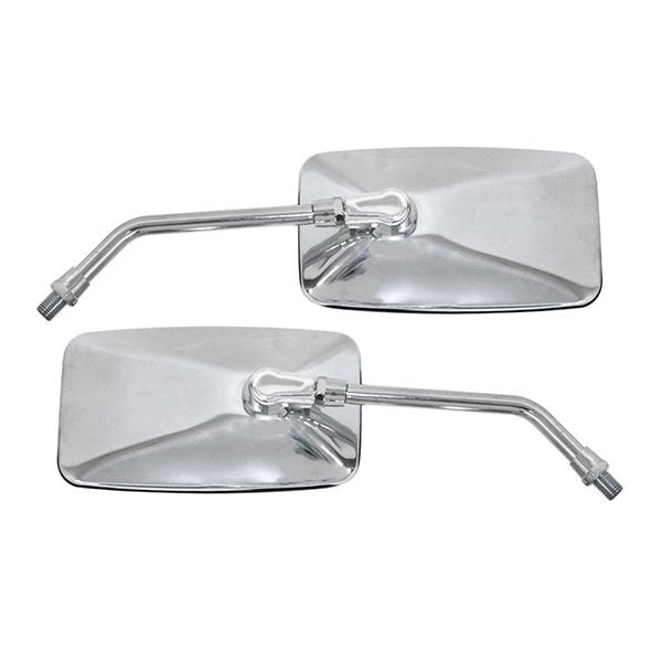 ロングミラー バックミラー 純正タイプ ステンレス 正ネジ セット クロームメッキ スクエア 左右 バイク ヤマハ FZX750 R1-Z XJ400D 鏡拍卖