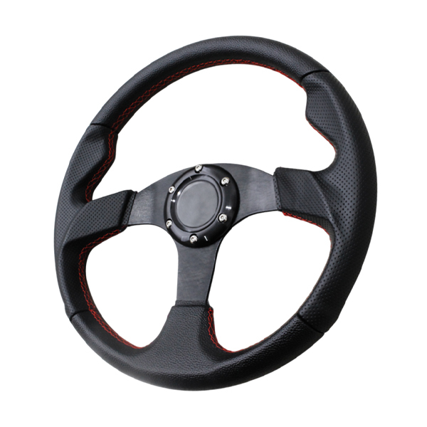 MOMO形状対応 ステアリング 黒×赤 35Φ 350mm ハンドル カラー モモ対応 自動車用 MOMO フラットコーン 内装 ハンドル本体拍卖