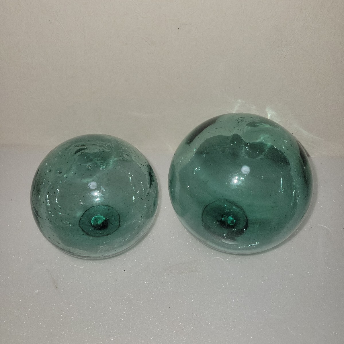 昭和レトロ 浮き玉 ガラス玉2個セット 気泡入りガラス拍卖