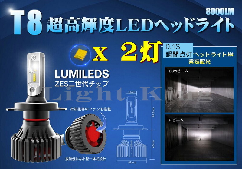 送料無料 明るさカット完璧 2灯セット ハイパワー 爆光 H4 Hi Lo LED ヘッドライト 6500K PHILIPS ダイハツ ハイゼットカーゴ S321V S331V拍卖