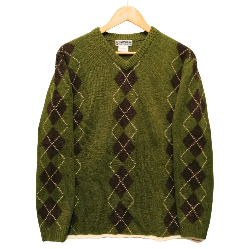 GOODENOUGH グッドイナフ アーガイル Vネック ニット セーター グリーン サイズ M 正規品 / 51057拍卖