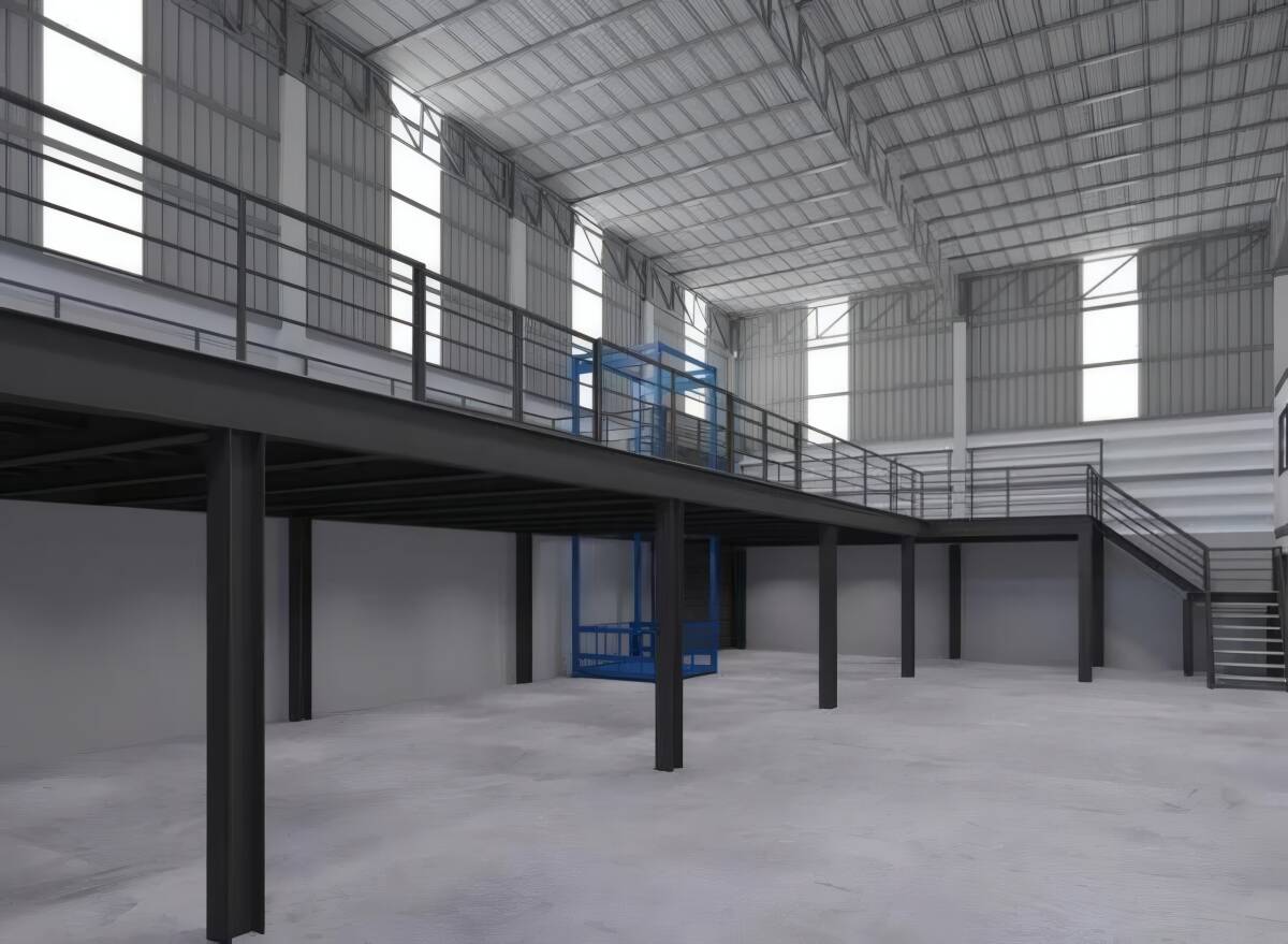 倉庫中2階 オーダーメイド可 幅8m 奥行8m 内高2.2m H型鋼 荷重1平方m/約500KG メザニンラック 中2階 注文設計|工場/倉庫用 拍卖