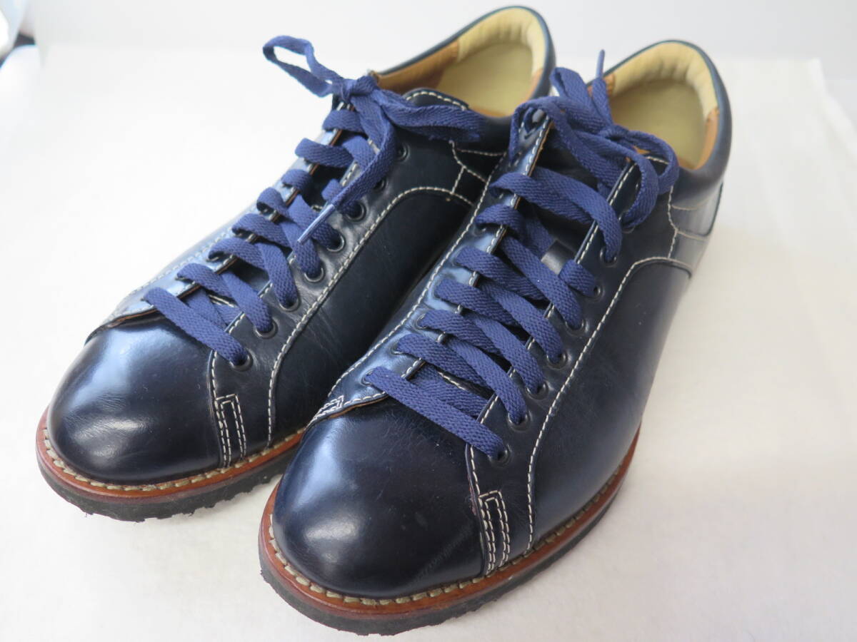 美品 REGAL リーガル 57RR レザースニーカー 23.5㎝ ネイビー 革靴 モンキーシューズ メンズ カジュアル拍卖