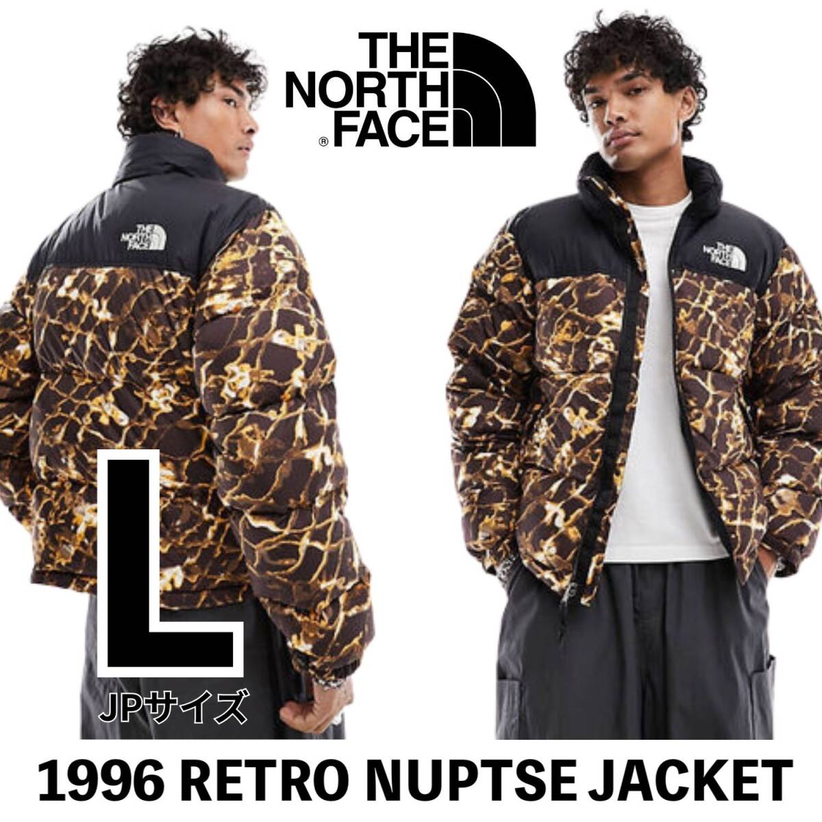 ◆モデル出品◆新品 Lサイズ ノースフェイス 1996 レトロ ヌプシ グースダウンジャケット 極暖700フィル 日本未発売USAモデル 総柄拍卖