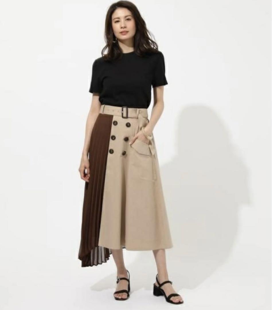 アズールバイマウジー ロングスカート【S】プリーツ バイカラー アシンメトリー拍卖