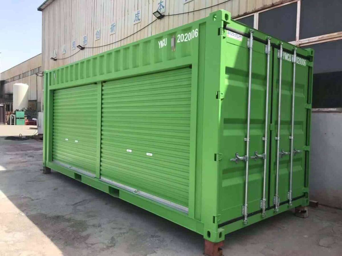 20FTシャッター付きコンテナ、片面半分又は、全面加工(方向指定可能)。拍卖