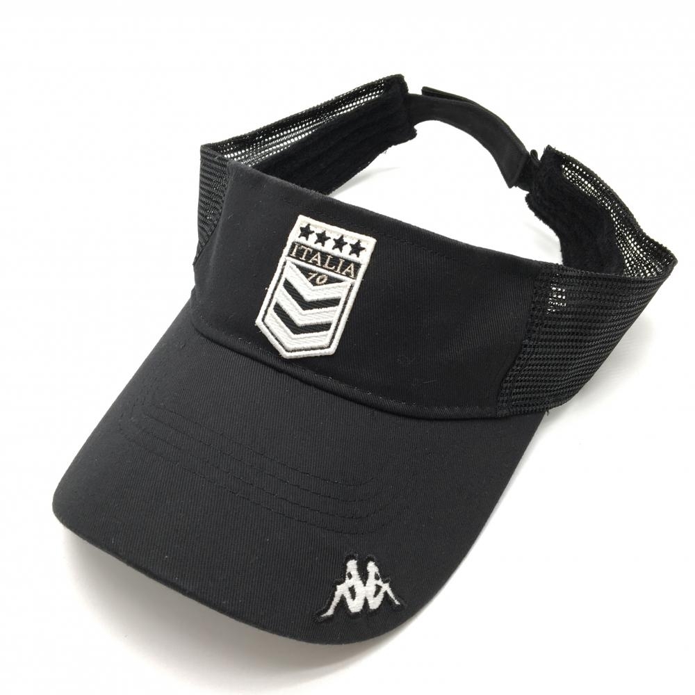 【超美品】カッパ サンバイザー 黒×白 刺しゅう サイドメッシュ ゴルフウェア Kappa拍卖