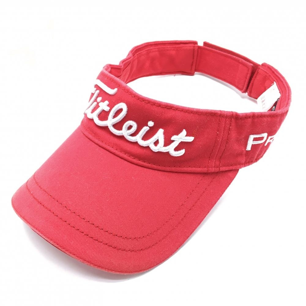 タイトリスト サンバイザー レッド×白 立体ロゴ刺しゅう 表記なし ゴルフウェア TITLEIST拍卖