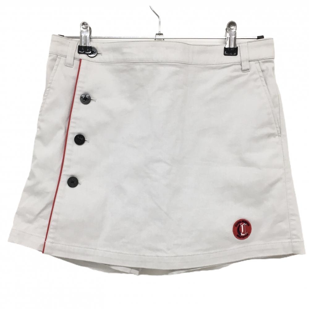 【超美品】クランク キュロットスカート グレー レッドパイピングライン フロントボタン ストレッチ レディース M ゴルフウェア CLUNK拍卖