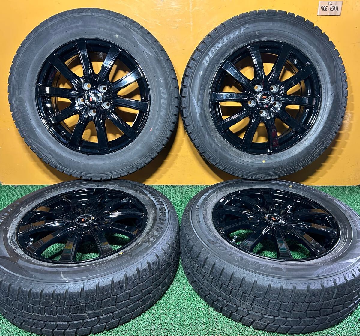 *冬用, バリ溝 195/65R15 91Q DUNLOP WINTER MAXX WM02 *FANG【15×6.0J +43 PCD:100×5H ハブ径:65mm】*プリウス、カローラ等に拍卖