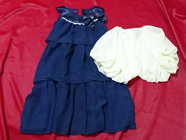 ★ 子供服 フォーマルワンピシフォンブラウスジャケット 不揃いセット 140cm O.N.K2.Y.O OAK DOLL クリーム紺拍卖