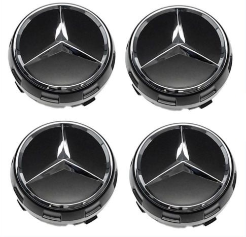 ベンツ ホイール キャップ ?W222W221W245W212W211R231R230R172R171W176W166W220W204W205 CLA GLA GLK CLS SL ML??AMG 黒 ブラック 立体 4個拍卖