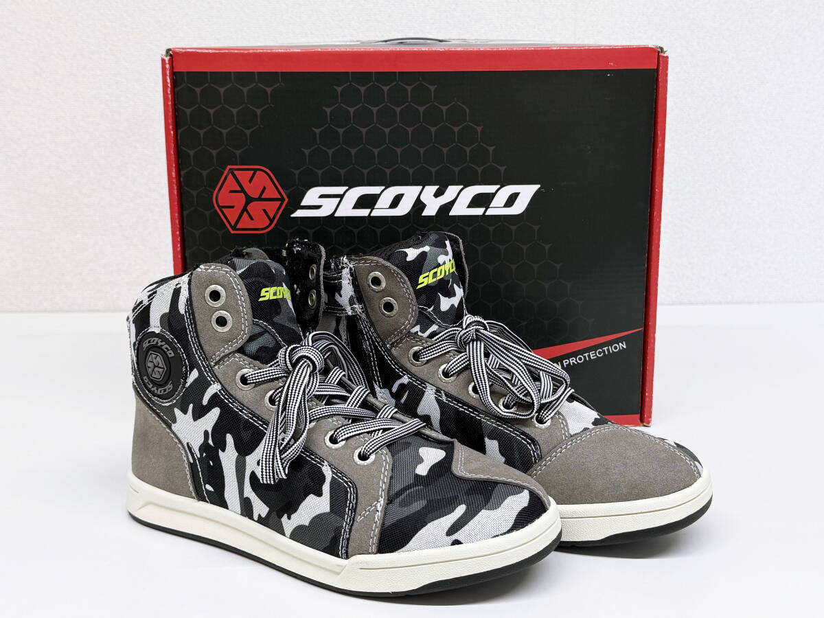 【新品・未使用】SCOYCO(スコイコ)ライディングシューズ 24.5〜25cmくらいを履く方に カモフラージュ柄/グレー サイズ/40拍卖