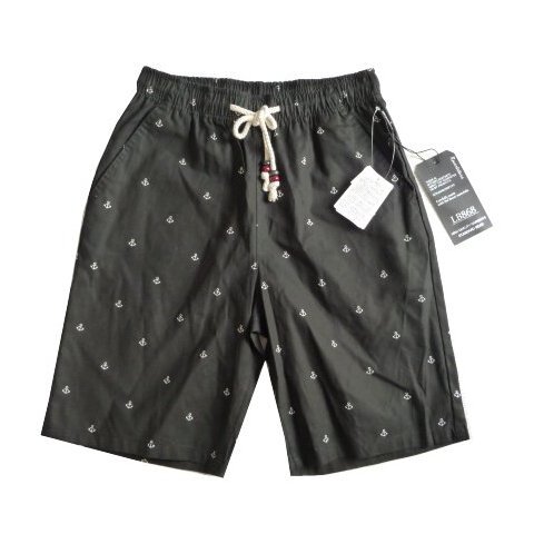 新品 イカリ柄 ハーフパンツ Rovertstars シーチング メンズ M ショートパンツ ステテコ 紳士 黒 拍卖