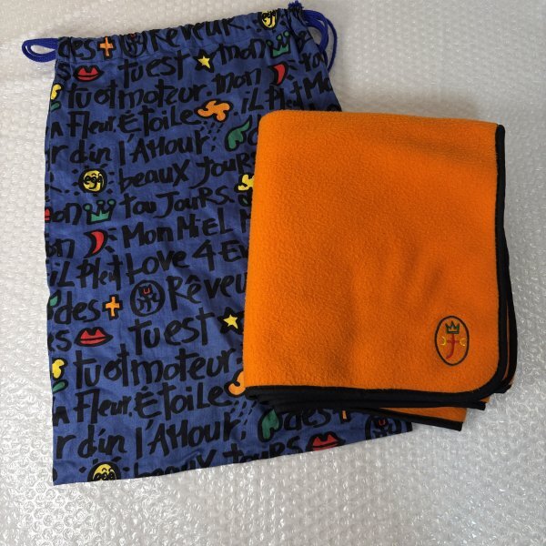 セット【CASTELBAJAC】カステルバジャック ナップザック ブランケット 膝掛け オレンジ ポリエステル 巾着 ■山636三拍卖