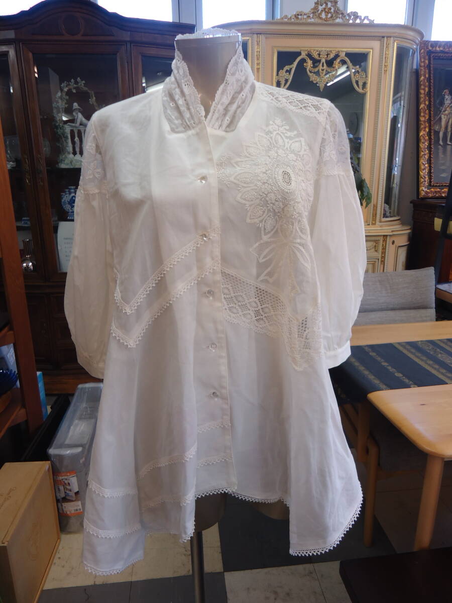 ●○non non dorl ノンノンドール ムッシュ榊 ブラウス 白 刺繍 レース A7○●拍卖