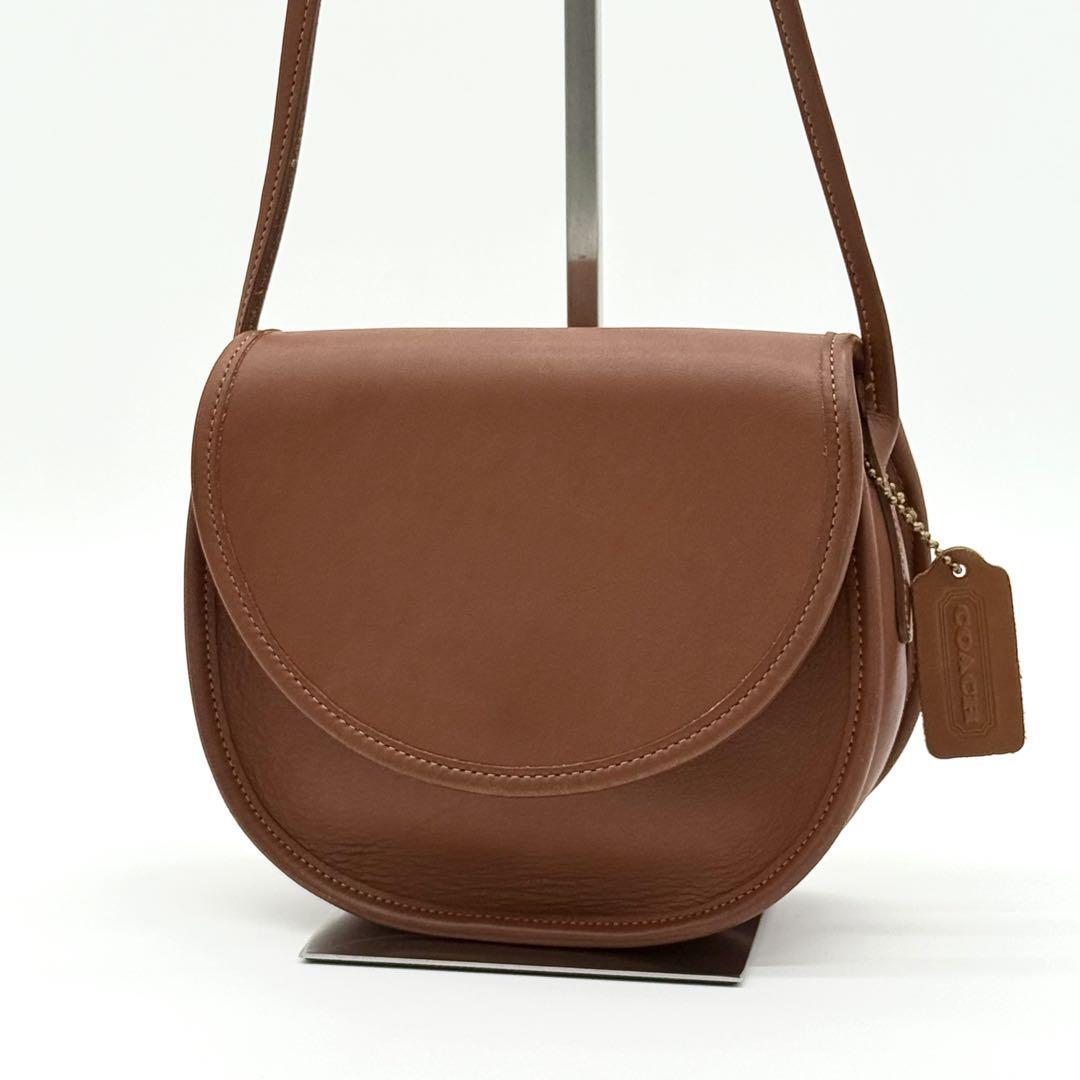 【美品】OLDCOACH コーチ ポシェット ショルダーバッグ 斜めがけ クロスボディ フラップバッグ ヴィンテージ レディース ブラウン EJ000506拍卖