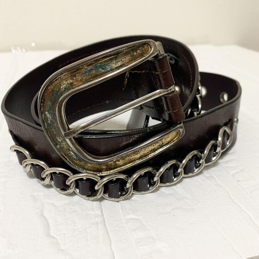 Max Mara マックスマーラ レザー ベルト ダークブラウン拍卖