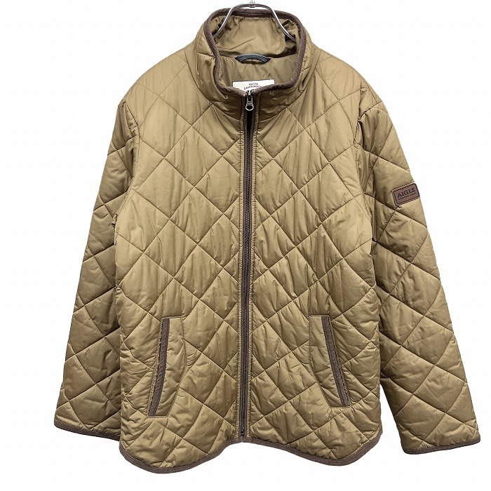 エーグル AIGLE 中綿入り キルティングジャケット ハイネック 左袖の二の腕にロゴパッチ 長袖 ポリ100% M ベージュ レディース拍卖