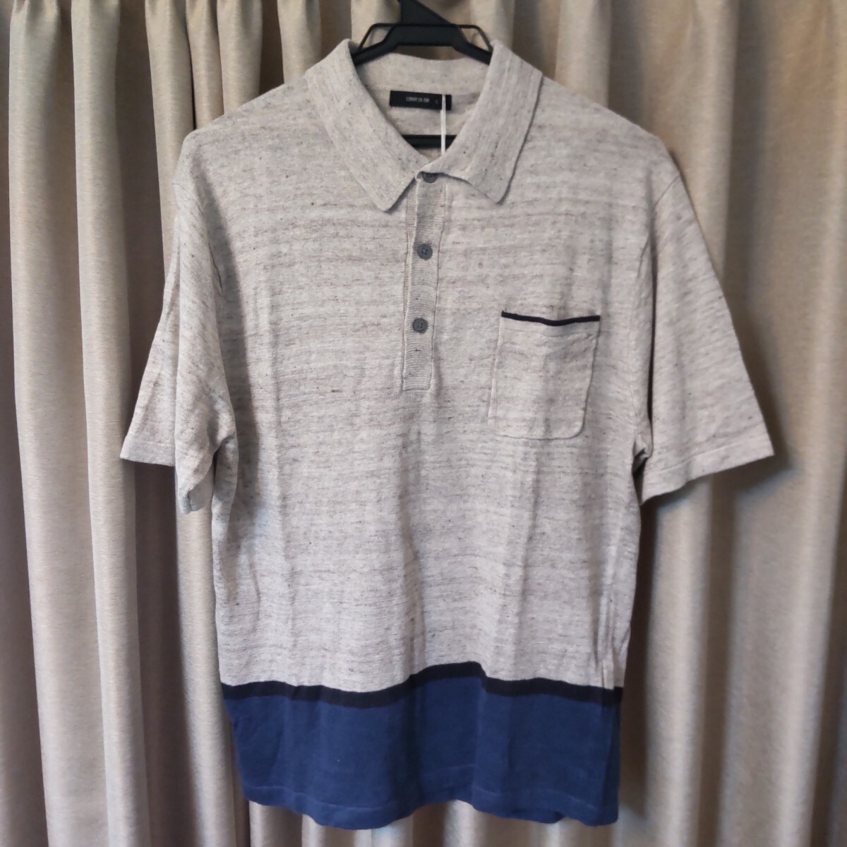 新品タグ付き未使用■コムサイズム■Italyリネン半袖ポロシャツ■L■リゾート■定価7700円拍卖