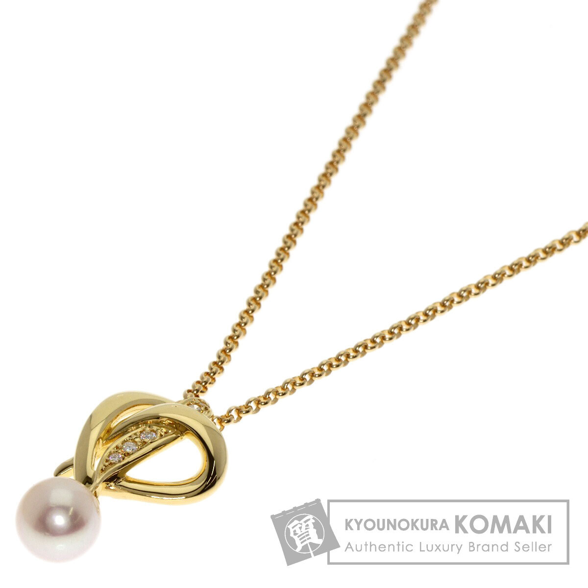 MIKIMOTO ミキモト アコヤパール 真珠 ダイヤモンド ネックレス K18イエローゴールド レディース 中古拍卖