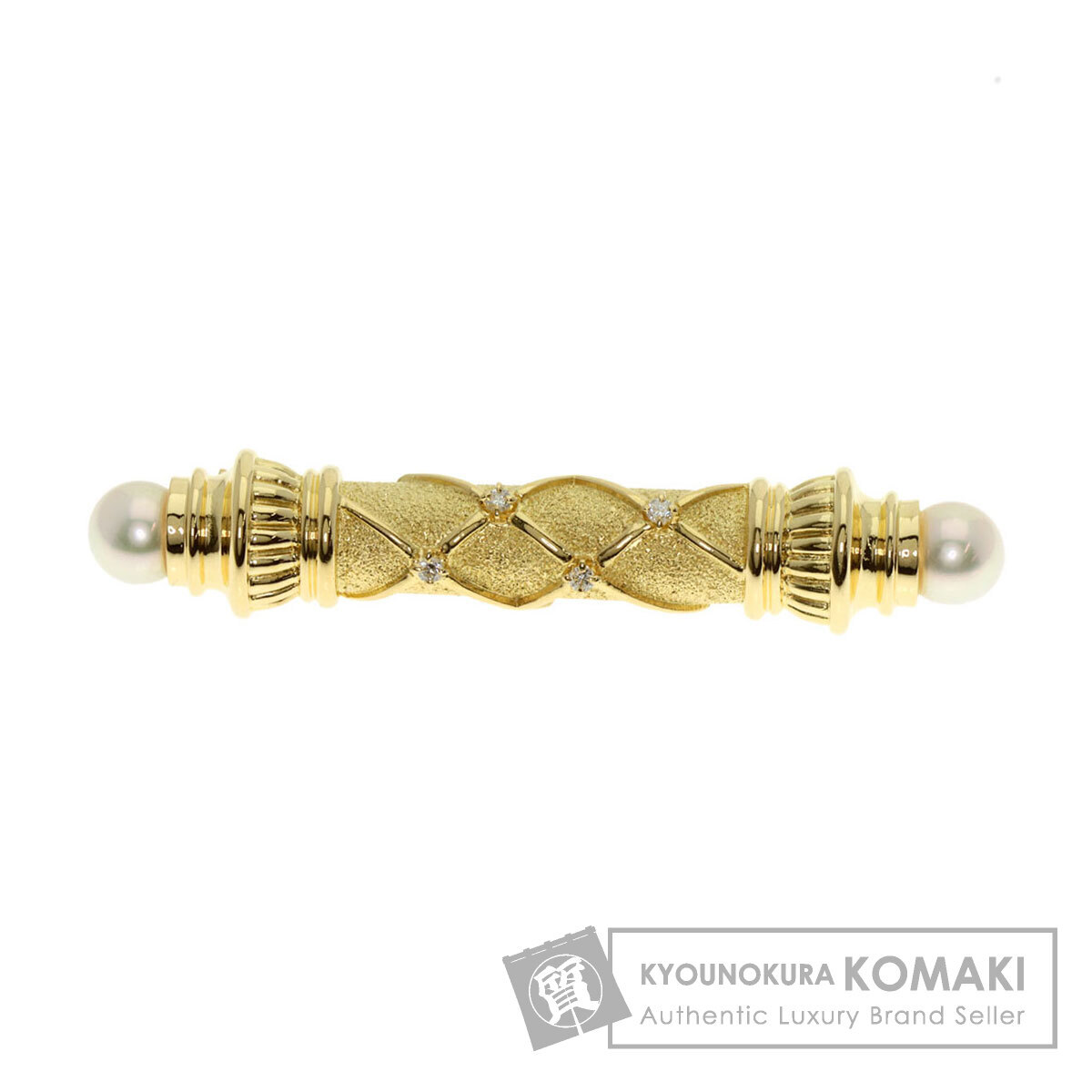 MIKIMOTO ミキモト アコヤパール 真珠 ダイヤモンド ブローチ K18イエローゴールド レディース 中古拍卖