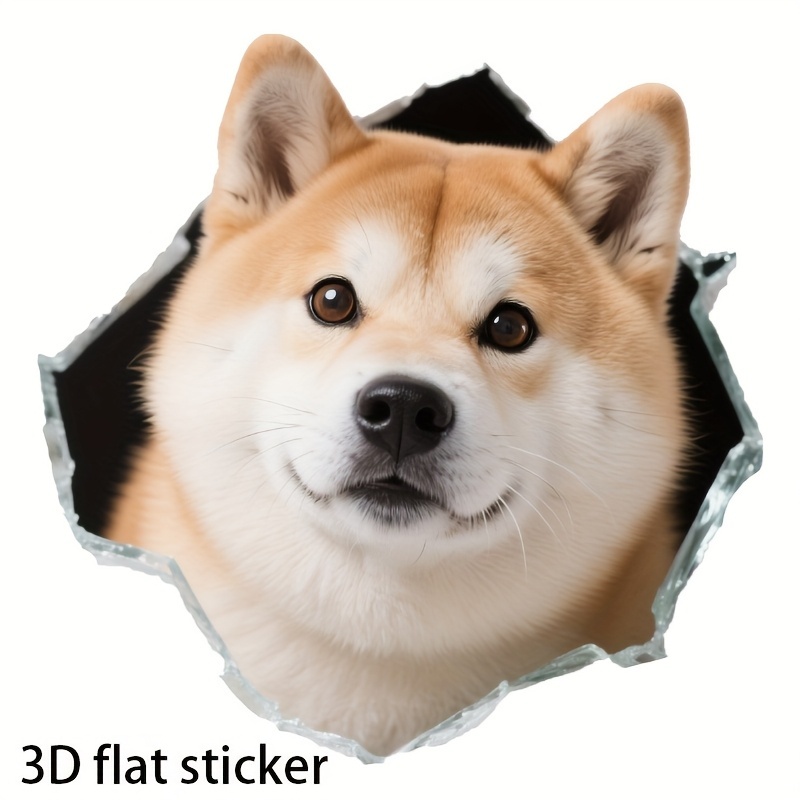 ステッカー 穴から顔を出す柴犬 車用 ビニール シール 15cm かわいい まんまる イヌ いぬ おもしろ おしゃれ 2D 窓用ステッカー 防水 t6758拍卖
