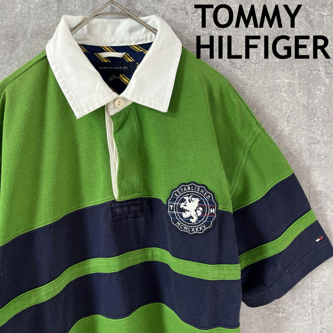 TOMMY HILFIGER ボーダーポロシャツ ラガシャツ 半袖 Mメンズ拍卖