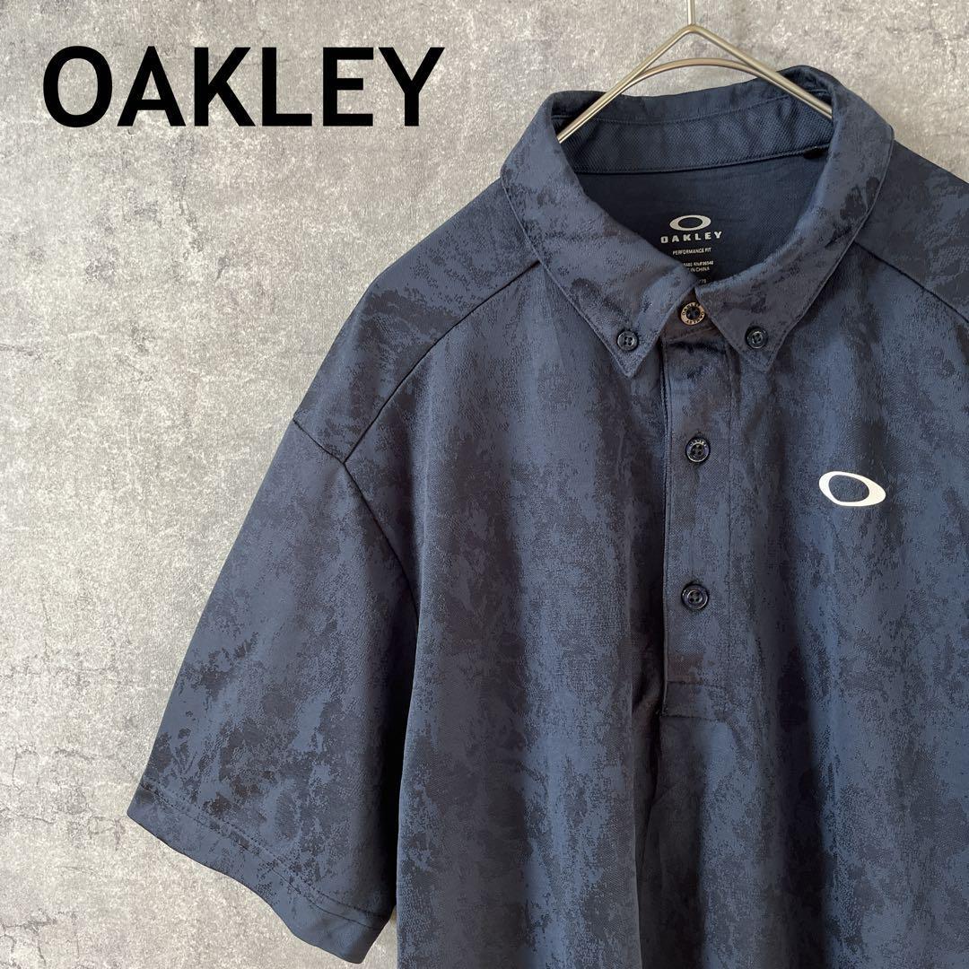 OAKLEY マダラ模様ポロシャツ 半袖 速乾ドライ Sメンズ 黒拍卖